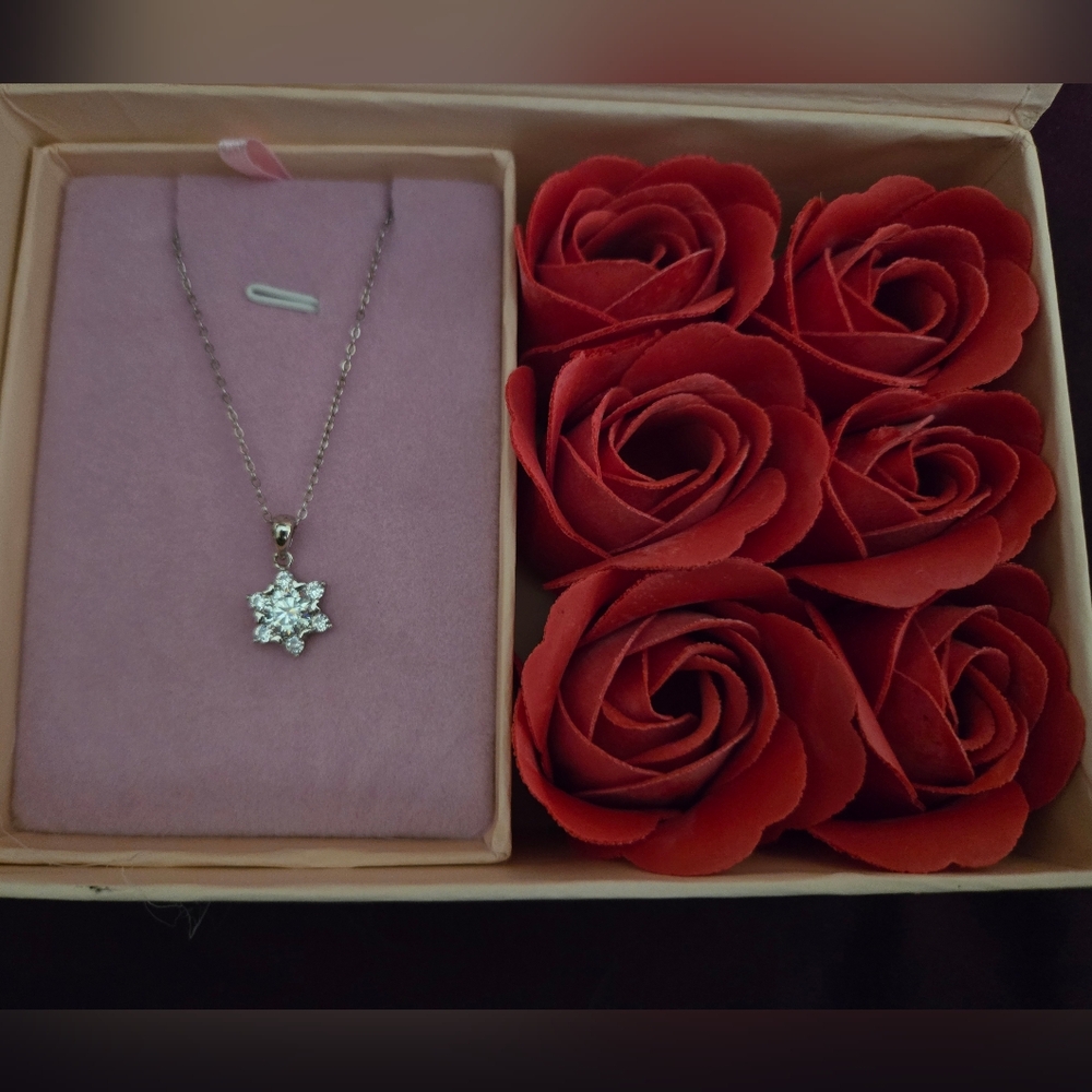 Moissanite Silver Snowflake Pendant Necklace